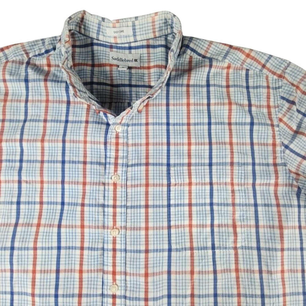 Saddlebred Shirt Mens 4XL Multicolor Plaid Short Sleeve Button Up Easy Care